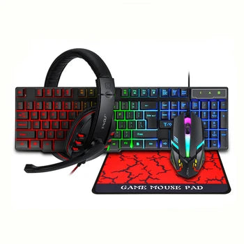 RGB 4-in-1 Gaming Keyboard and Mouse Combo with Headset & Mouse Pad