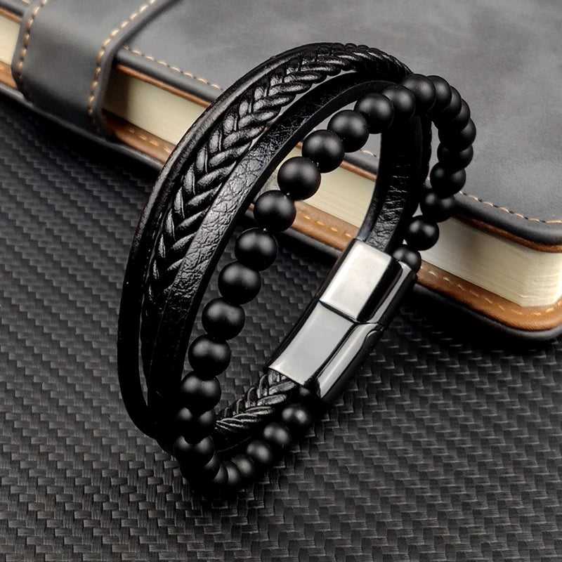 Stones Stainless Steel Men's Bracelet- Buy one Get one Free