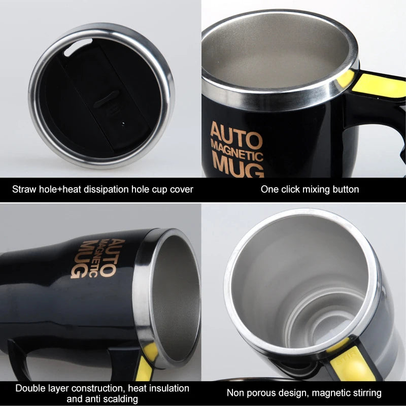 Automatic Self-Stirring Magnetic Coffee Mug (Stainless Steel, 401-500ml)