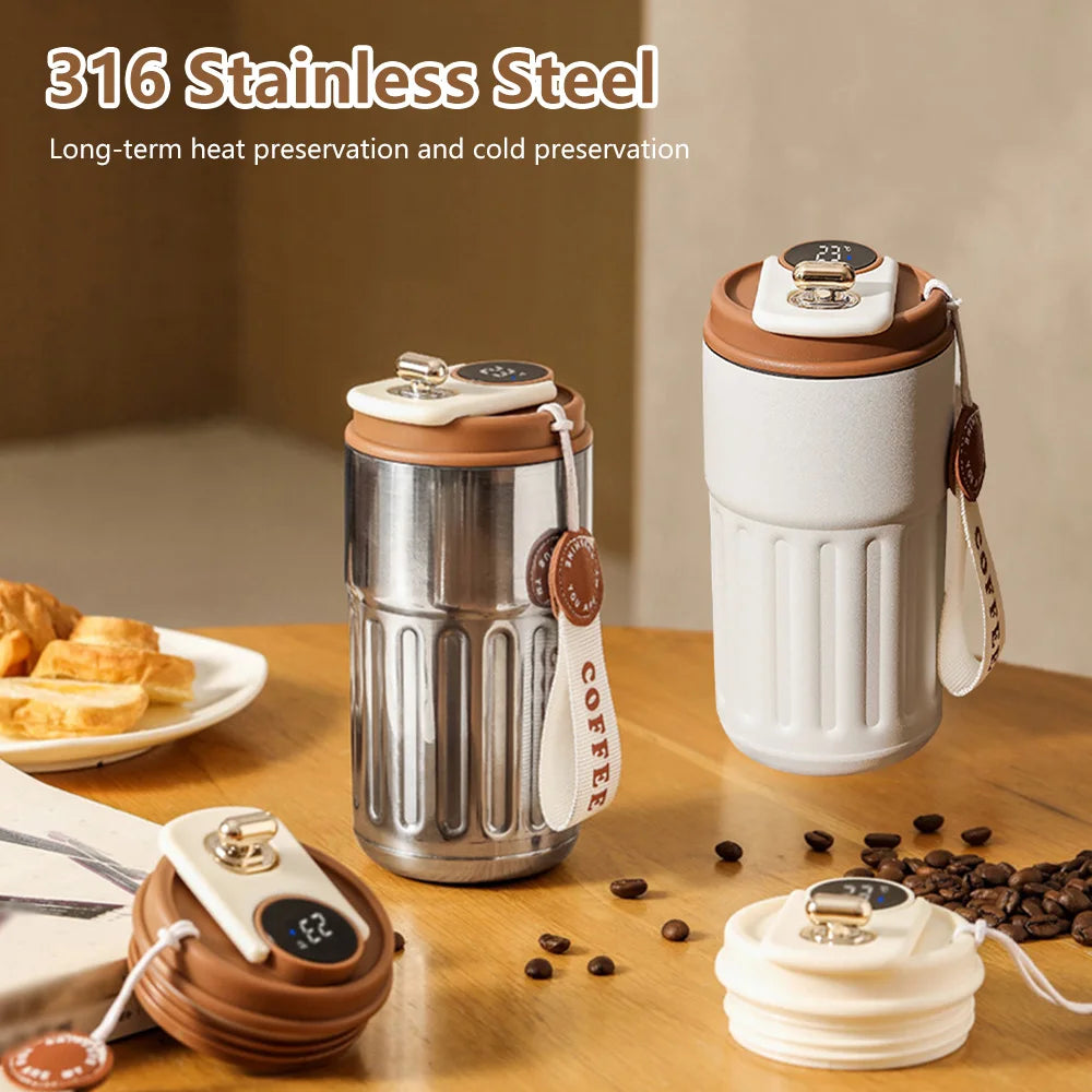 Smart Thermos Bottle with LED Temperature Display (316 Stainless Steel)